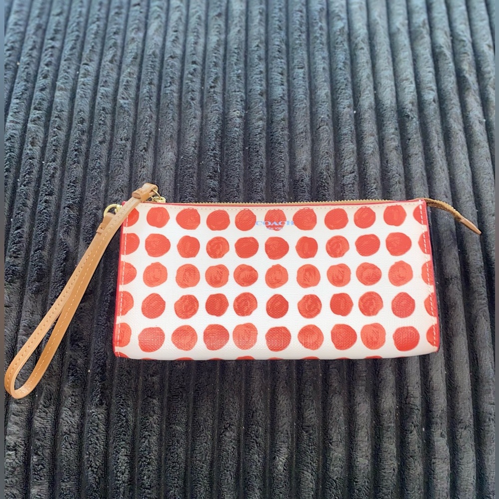 Coach Red Dot Pattern Wristlet